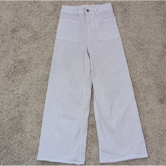 Billabong Pants - Billabong Women's Light Pink Wide-Leg Twill Pants Cotton High-Rise Pockets